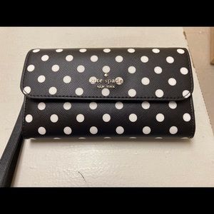kate spade ♠️ cheers charming polka dot printed medium phone wallet wristlet